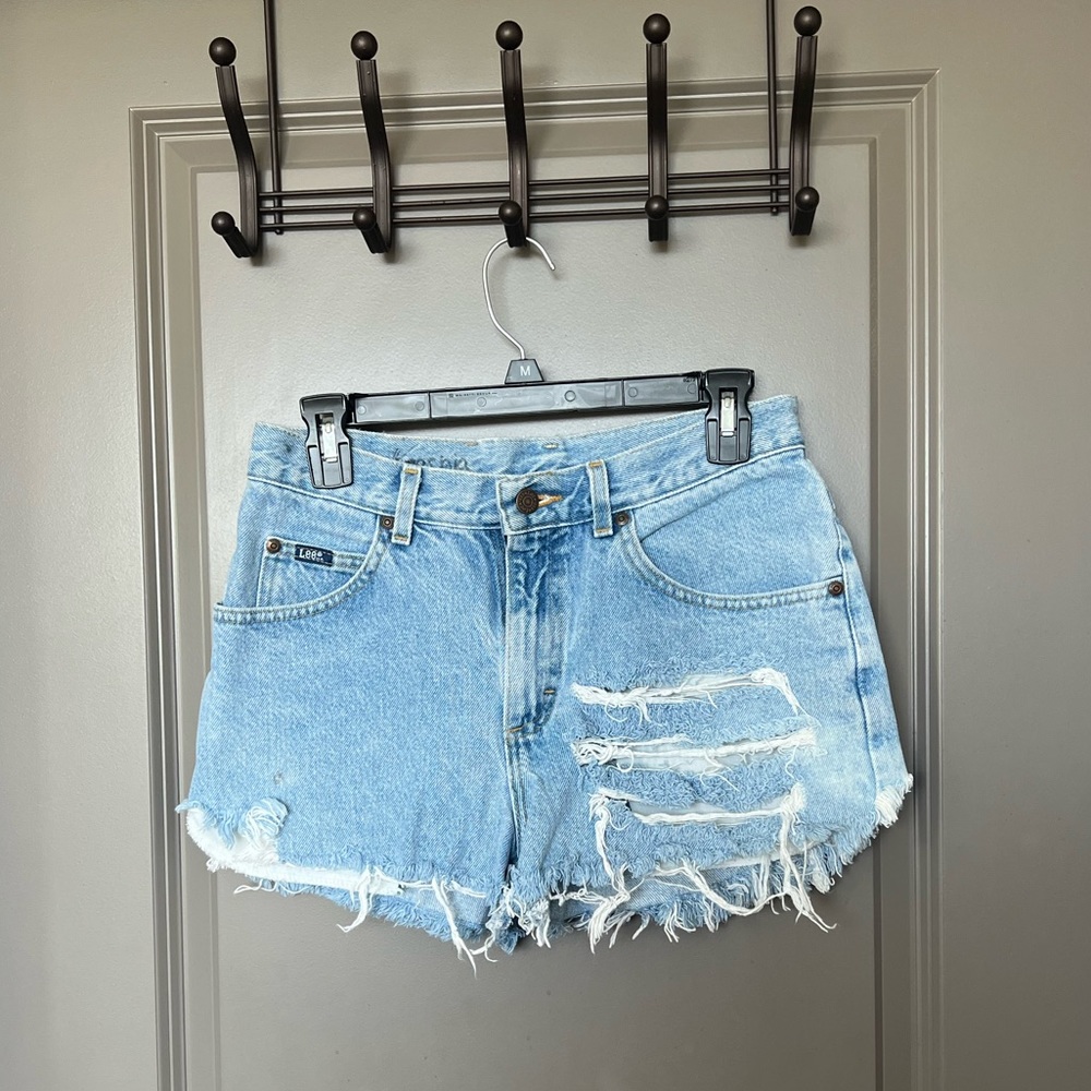 Distressed High-Waisted Jean Shorts